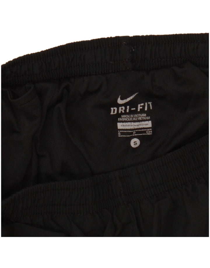 Pantaloni scurți sport NIKE Dri Fit Graphic pentru femei UK 8 Small Black Colorblock