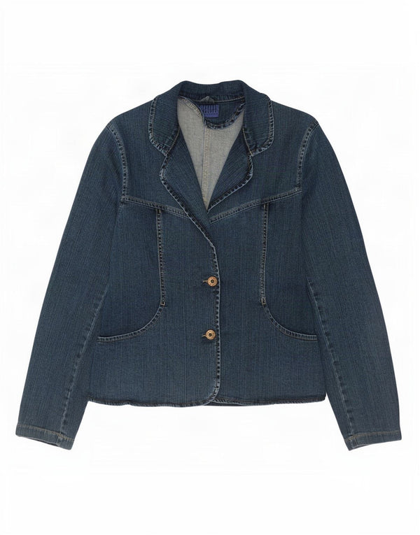 Jacky-O Jachetă pentru femei din denim cu 2 nasturi, UK 14, mare, albastru, cachetele