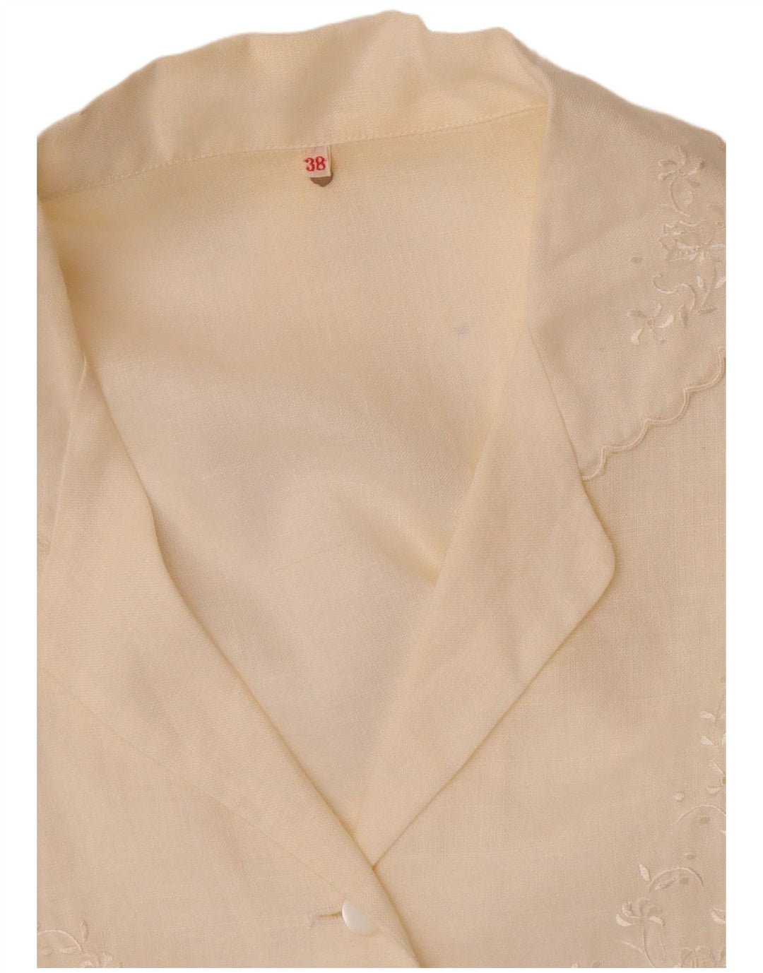 Bluză vintage cămașă cu mânecă scurtă pentru femei EU 38 Medium Off White