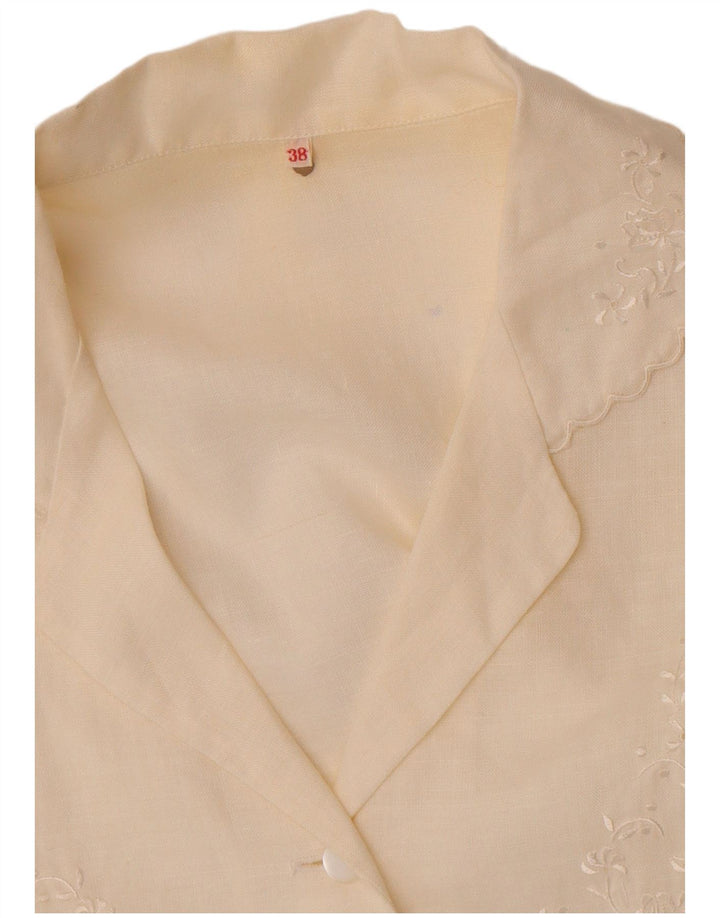 Bluză vintage cămașă cu mânecă scurtă pentru femei EU 38 Medium Off White
