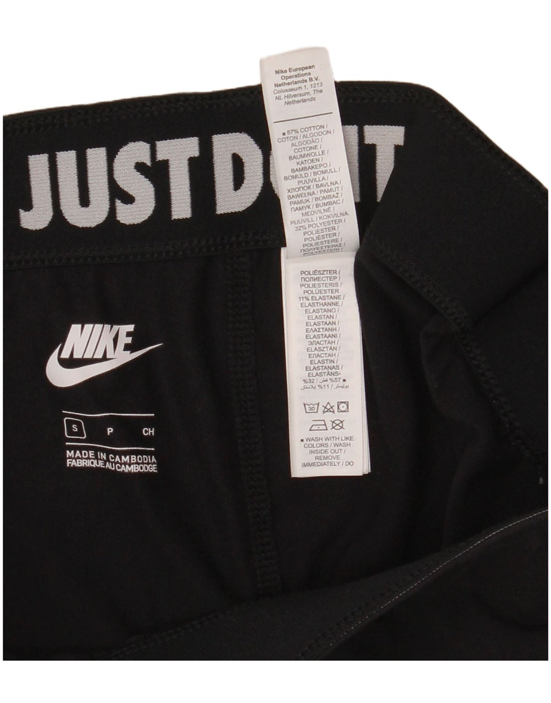 Leggings grafic NIKE pentru femei UK 8, bumbac negru mic