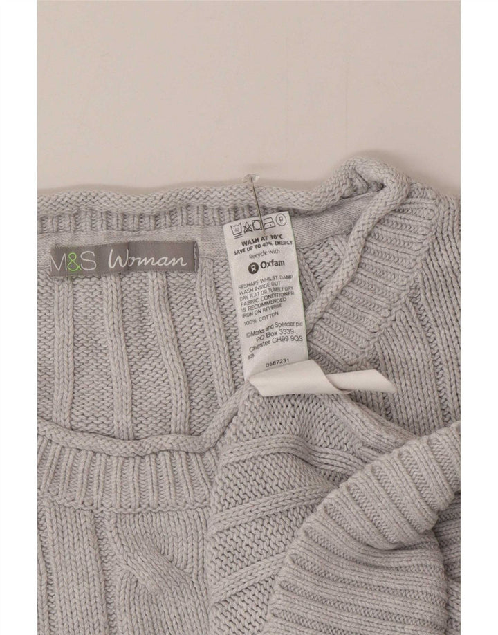 Pulover pentru femei Marks & Spencer cu gât roșu, bumbac albastru mediu UK 12