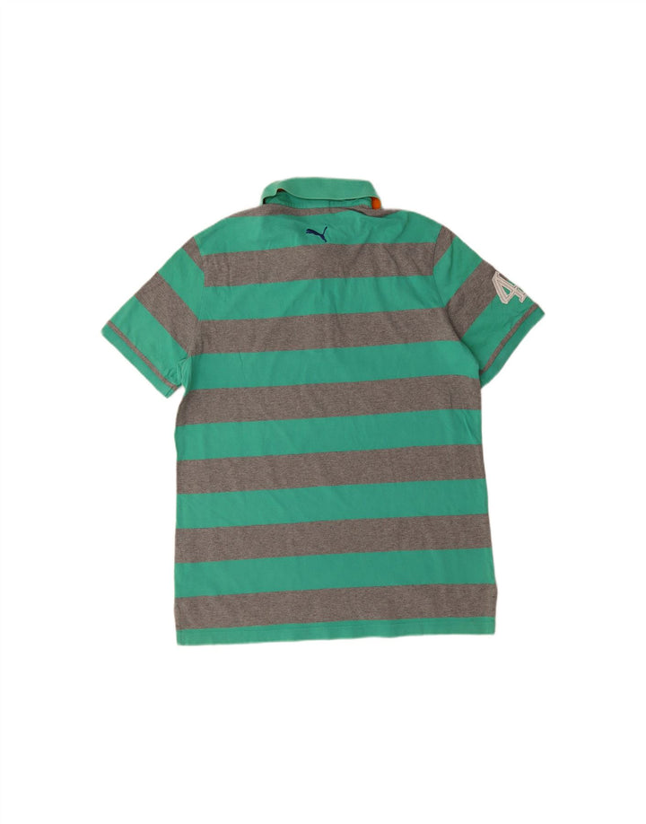 PUMA Mens Polo Shirt Large Green Striped