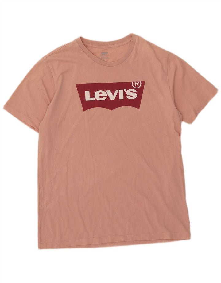 Tricou cu grafică Levi's pentru bărbați Top din bumbac roz mediu