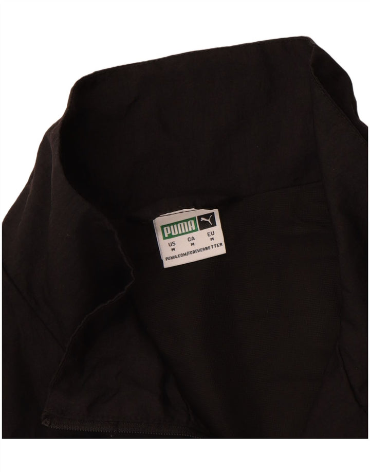 Jachetă de top pentru trening PUMA Crop Graphic pentru femei UK 14 Medium Black Nylon