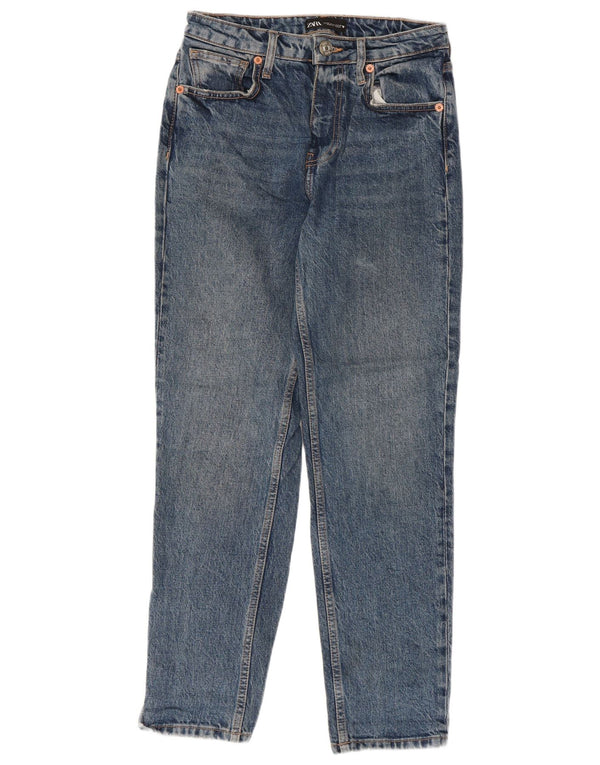 Zara Womens High Rise Tapered Jeans EU 36 XS W26 L25 Blue Cotton