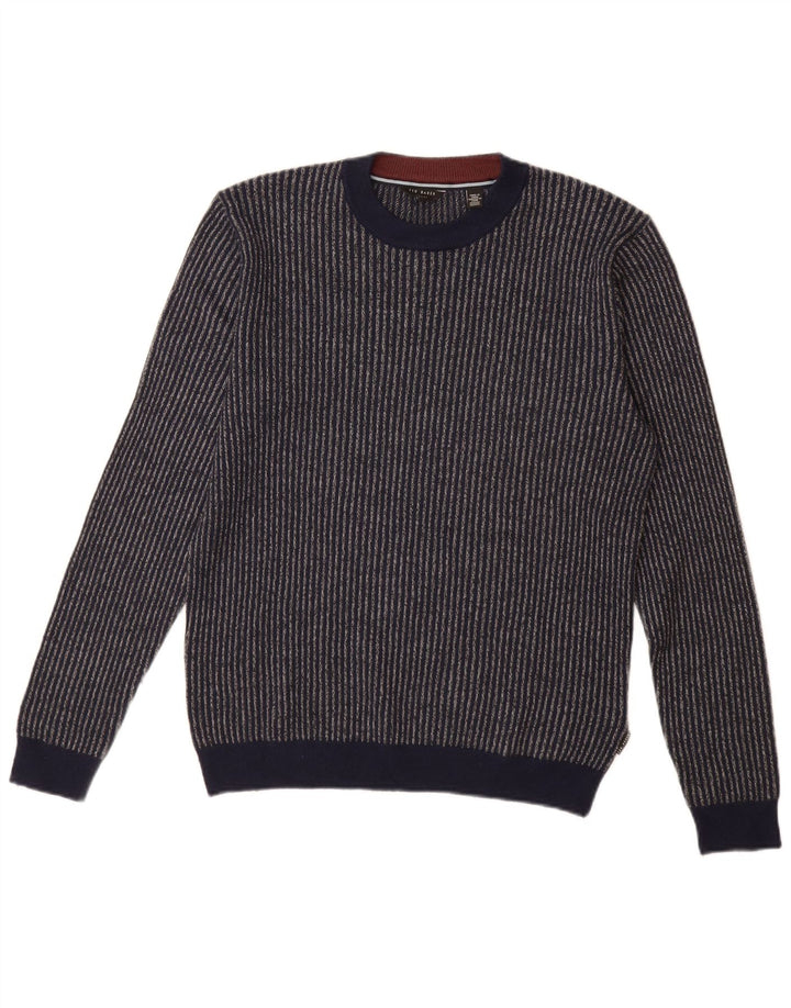 Pulover pentru bărbați Ted Baker cu gâtul turnat, mărimea 2, cu dungi mici, bleumarin
