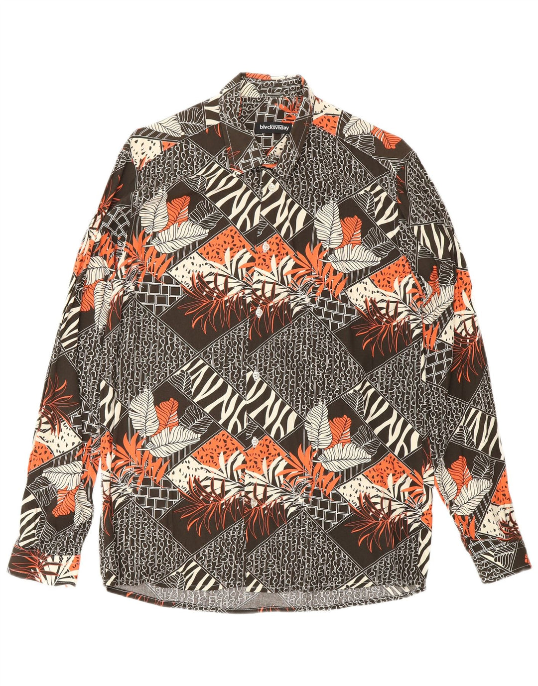 Cămașă pentru bărbați VINTAGE cu model abstract, viscoză maro medie