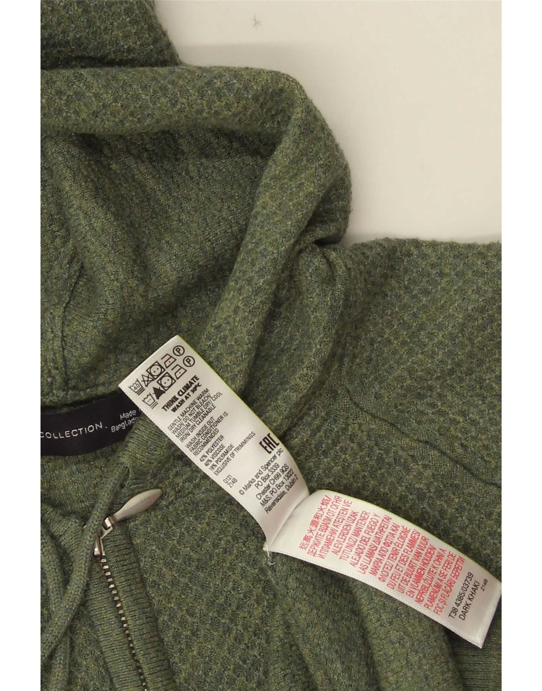 Pulover cardigan cu glugă pentru femei Marks & Spencer UK 14 Poliester verde mediu