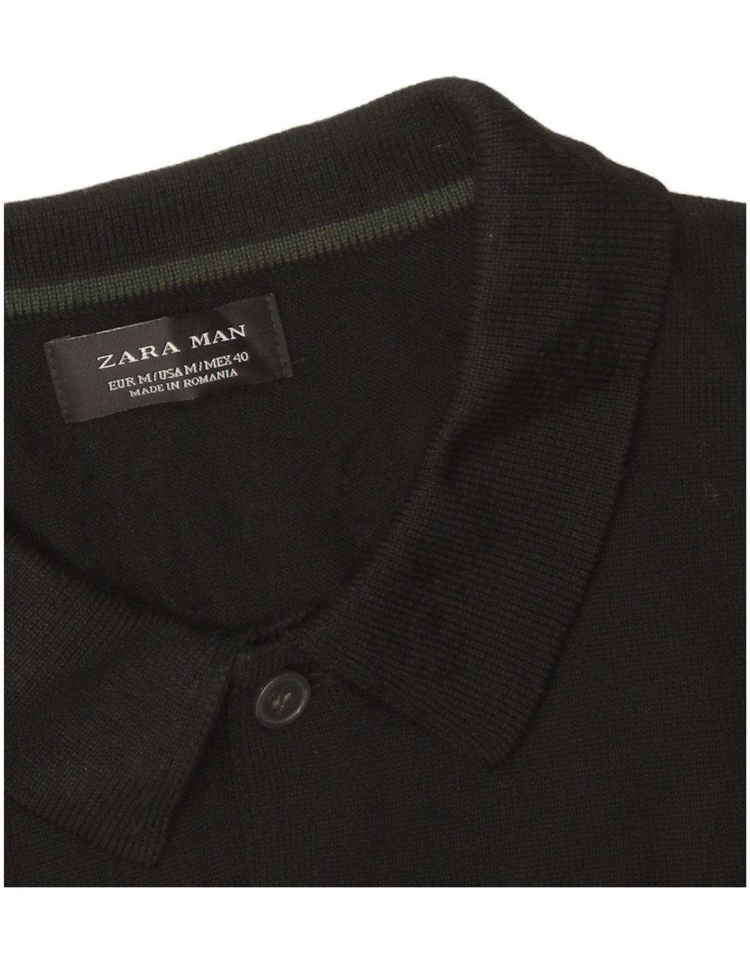 Pulover pentru bărbați Zara, cu gât polo, negru mediu