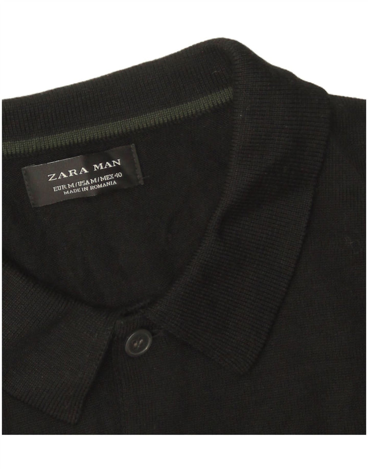 Pulover pentru bărbați Zara, cu gât polo, negru mediu