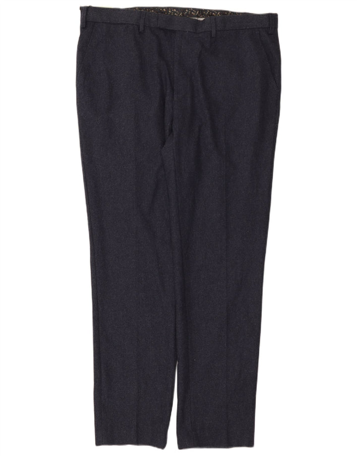 Pantaloni chino subțiri pentru bărbați Marks & Spencer L40 L33 Lână bleumarin