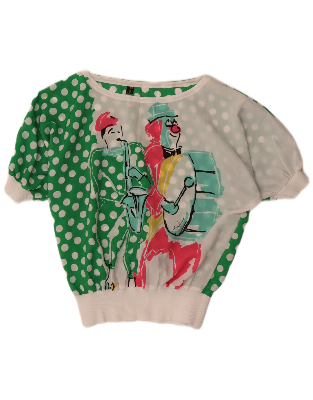 Bluză cu grafică pentru femei Mario Pucci Cecconi Top IT 44 Medium White Polka Dot