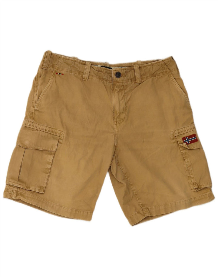 Pantaloni scurți cargo Napapijri pentru bărbați W33, bumbac mediu bej