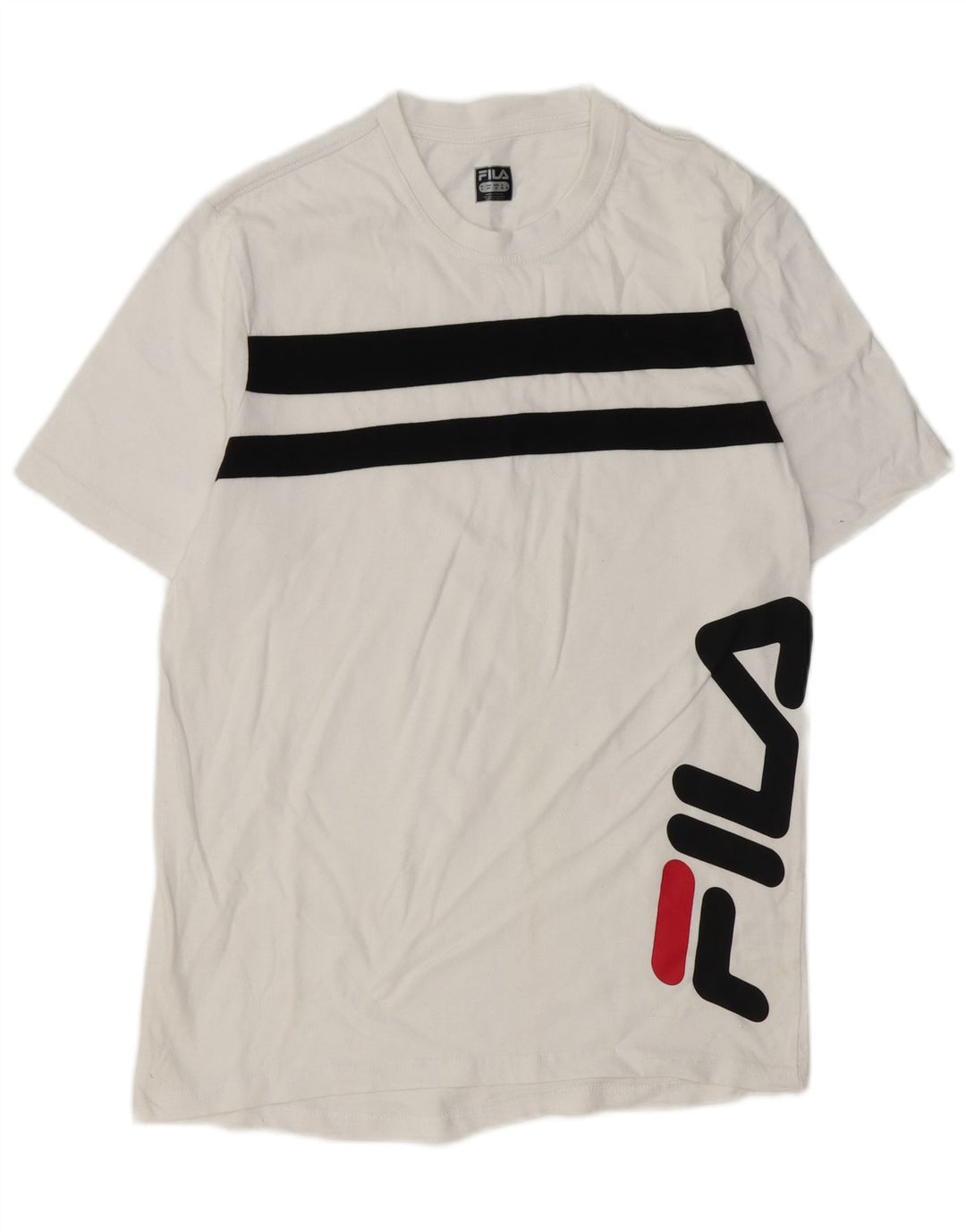 Tricou cu grafică pentru bărbați FILA Top, mediu alb, bumbac cu dungi