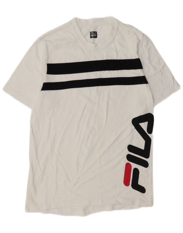 Tricou cu grafică pentru bărbați FILA Top, mediu alb, bumbac cu dungi