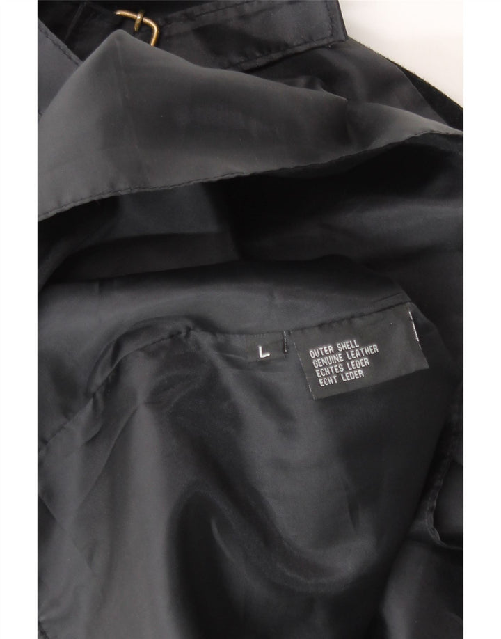 Vestă vintage pentru bărbați din piele intoarsa mare, neagra