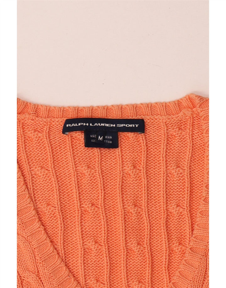 Pulover cu decolteu în V pentru femei Ralph Lauren UK 12 portocaliu mediu