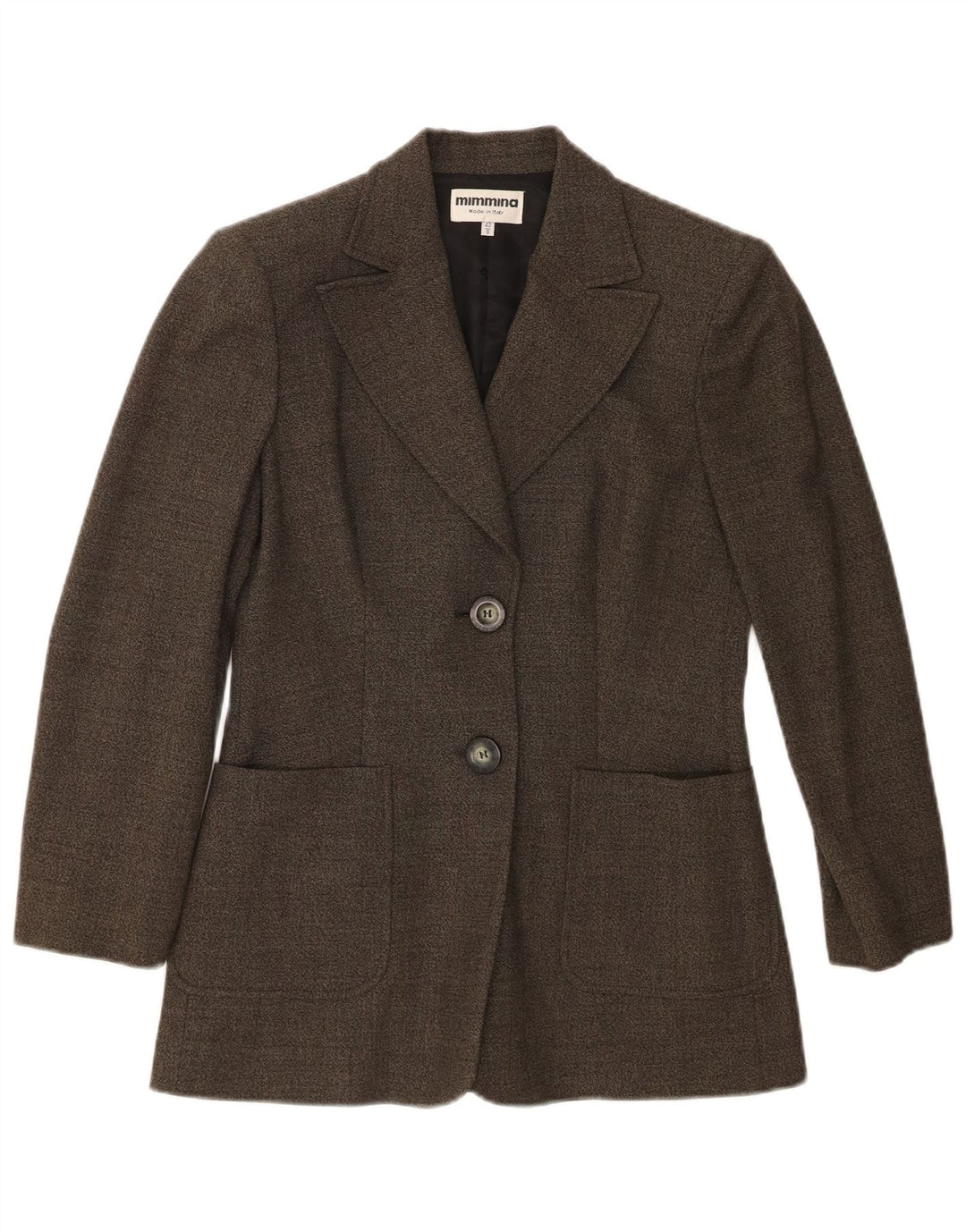 MIMMINA Womens 2 Button Blazer Jacket IT 42 Medium Brown Virgin Wool