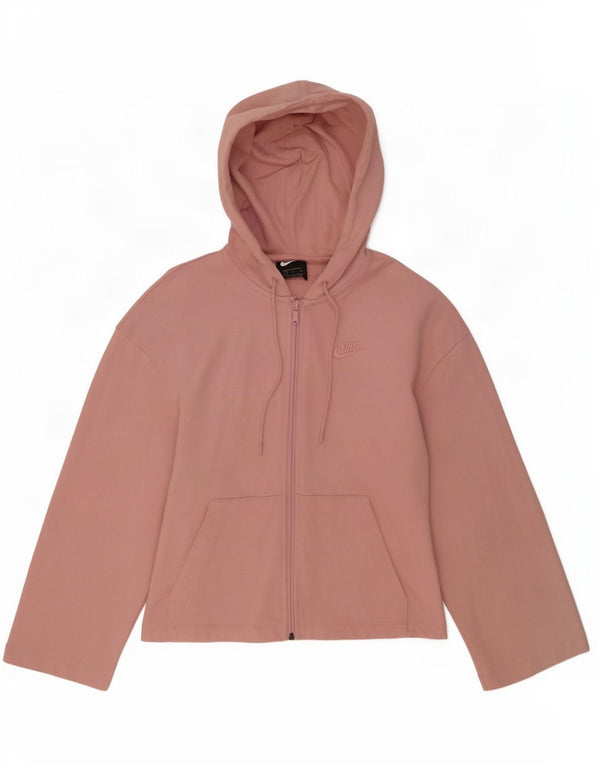Pulover Nike Oversized Crop Zip pentru femei UK 10 Bumbac roz mic