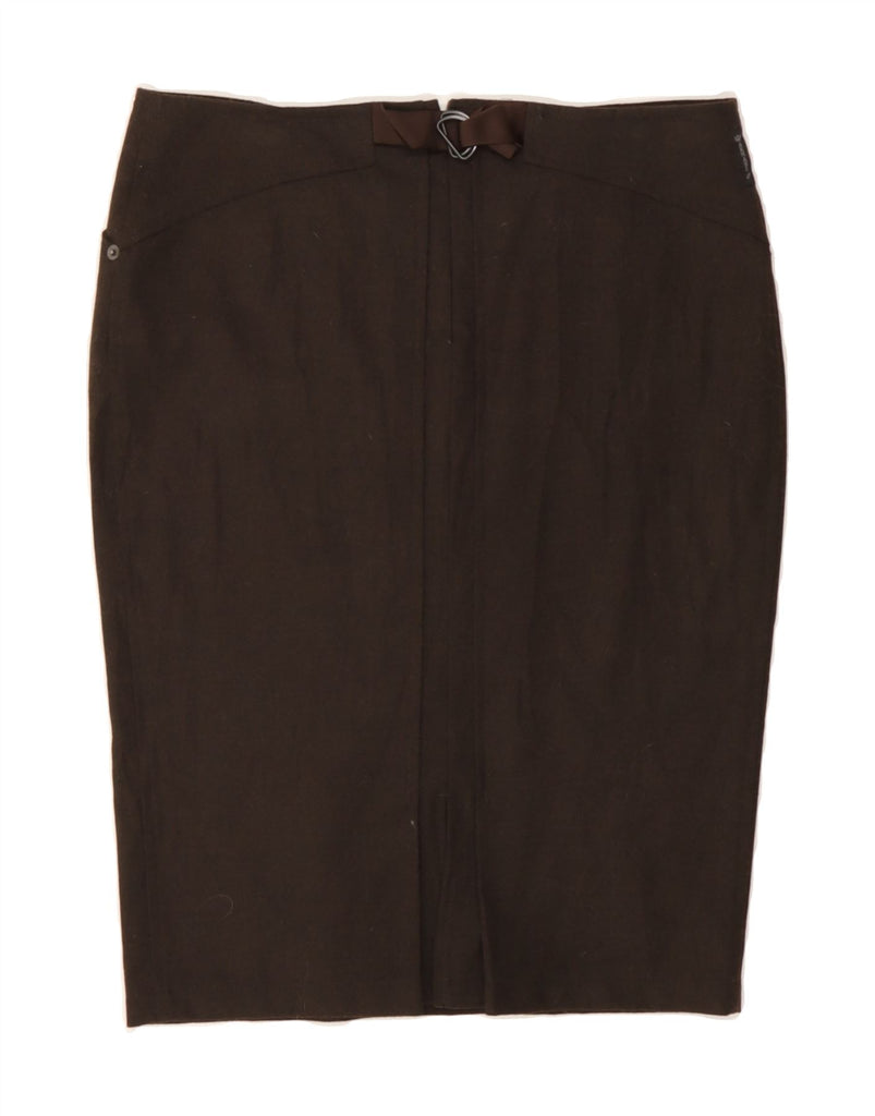 ARMANI Womens Pencil Skirt IT 42 Medium W32  Brown Polyester Vintage Armani and Second-Hand Armani from Messina Hembry 