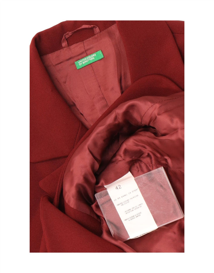 Jachetă pentru femei Benetton cu 3 nasturi IT 42 Poliester Burgundy mediu