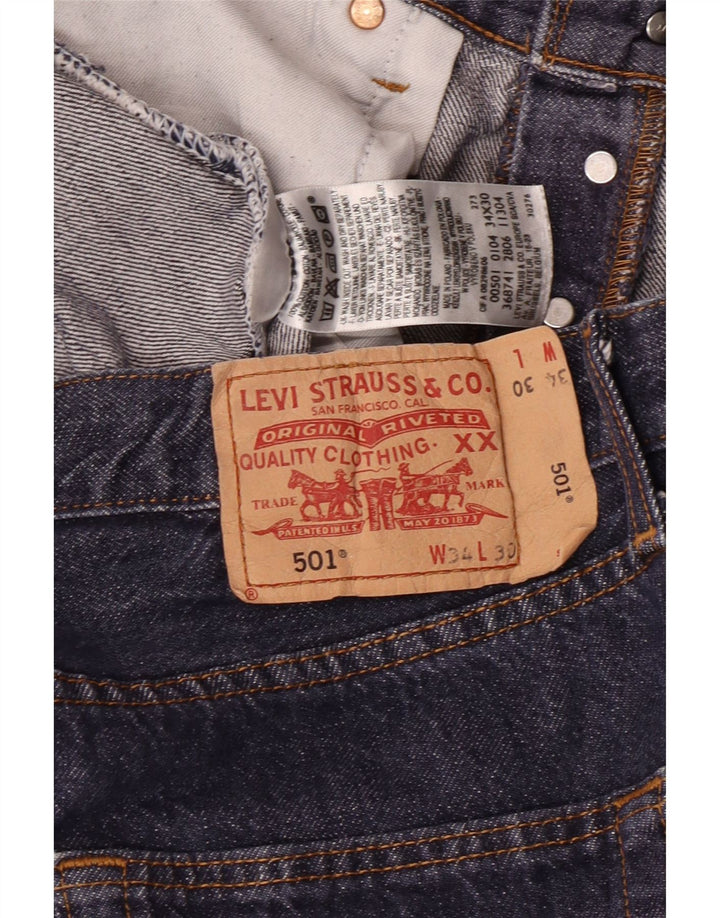 Blugi drepti pentru bărbați LEVI'S 501 W34 L30 bumbac bleumarin