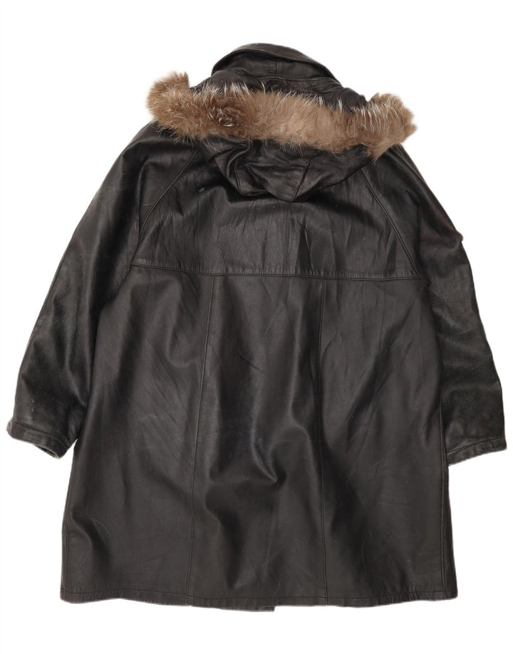 Palton supradimensionat din piele pentru femei Kiros IT 48 XL negru