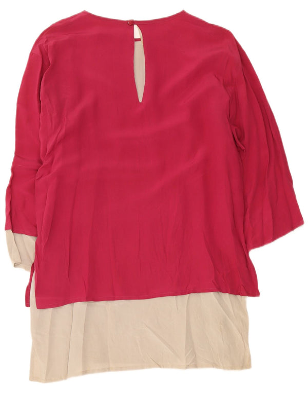 Rochie tunică vintage cu mânecă lungă pentru femei IT 42 Medium Pink Colorblock