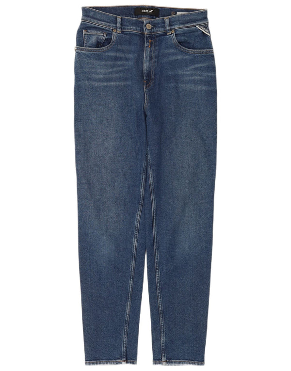 Replay blugi conici pentru femei cu talie înaltă W27 L28 bumbac albastru