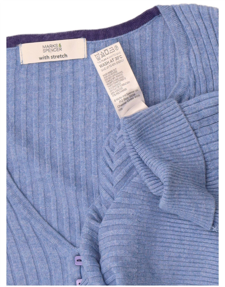 Pulover pentru femei Marks & Spencer cu mânecă scurtă cu decolteu în V, UK 12, albastru mediu