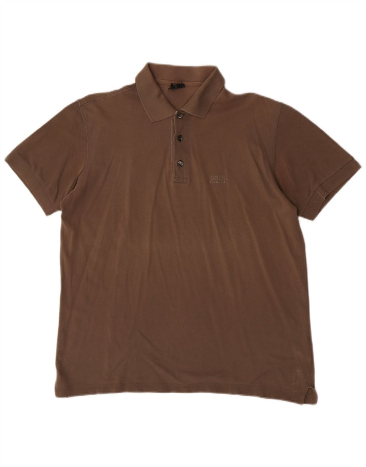 Tricou polo pentru bărbați Hugo Boss, bumbac maro mic