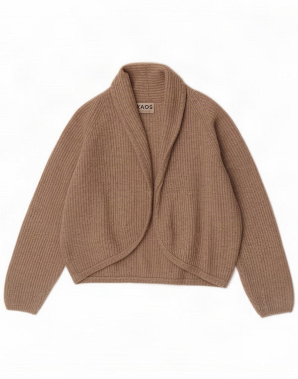 Kaos Pulover cardigan deschis pentru femei UK 14 Medium Beige Wool