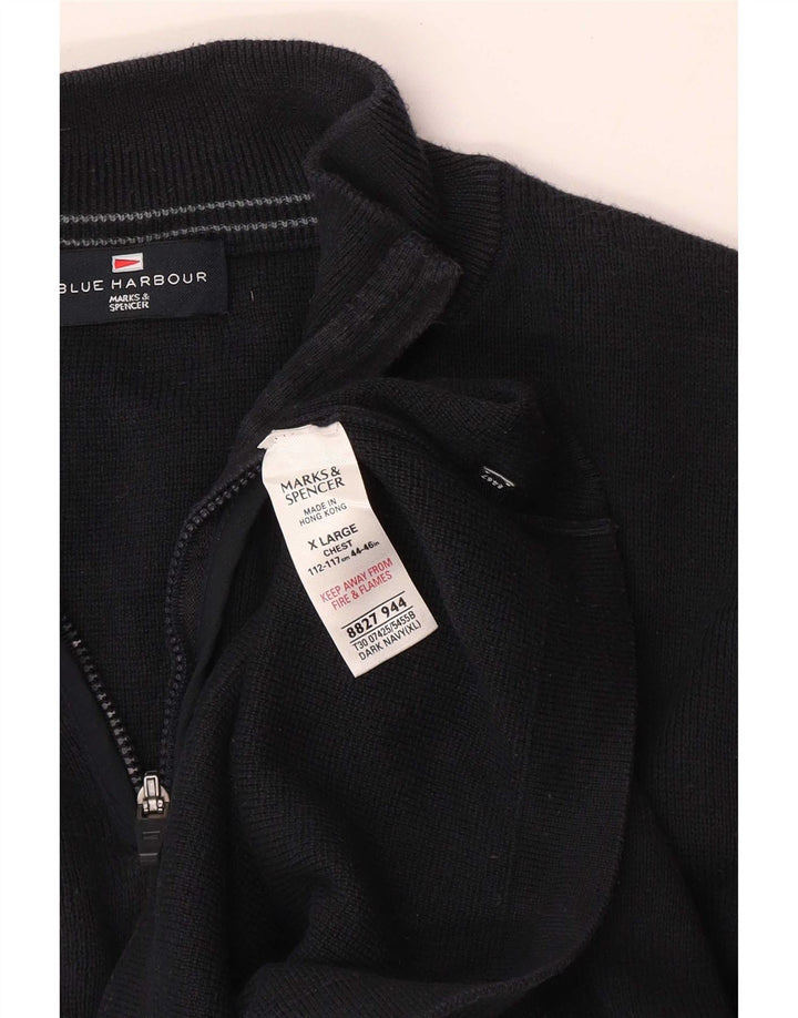 Pulover pentru bărbați Marks & Spencer, Blue Harbour, cu fermoar, cu gât, XL, bleumarin
