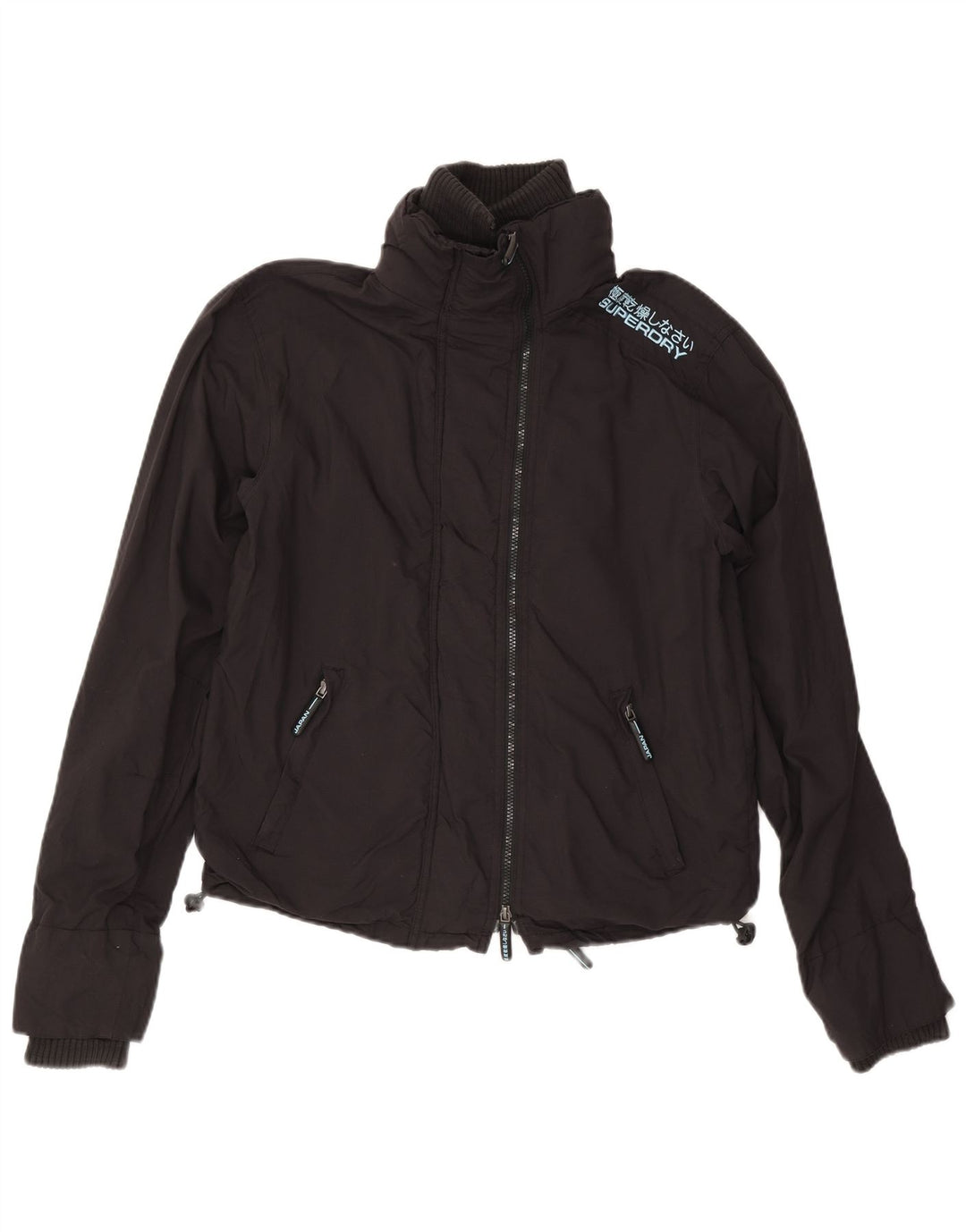 Jachetă de ploaie grafică Superdry pentru femei UK 14 Medium Black Nylon
