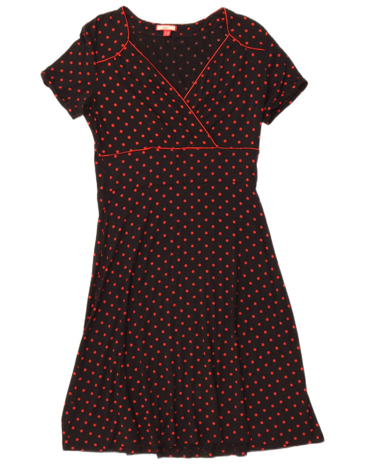 JOE BROWNS Womens A-Line Dress UK 12 Medium  Black Polka Dot