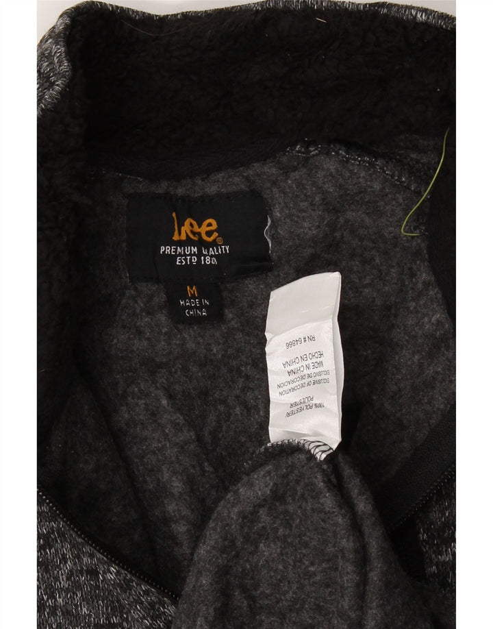 LEE Mens Zip Neck Sweatshirt Jumper Medium Grey Flecked Polyester Vintage Lee and Second-Hand Lee from Messina Hembry 