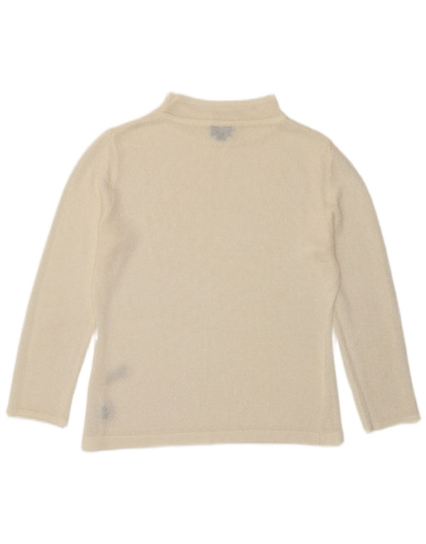 Pulover pentru femei Guess, cu mânecă 3/4, cu gât țestoasă, UK 14, mare, alb