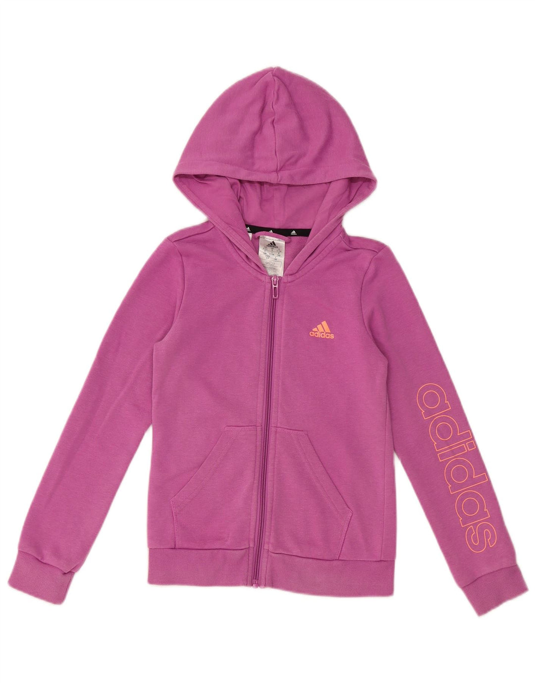 Pulover pentru fete ADIDAS Graphic Zip Hoodie 9-10 ani, mov, bumbac