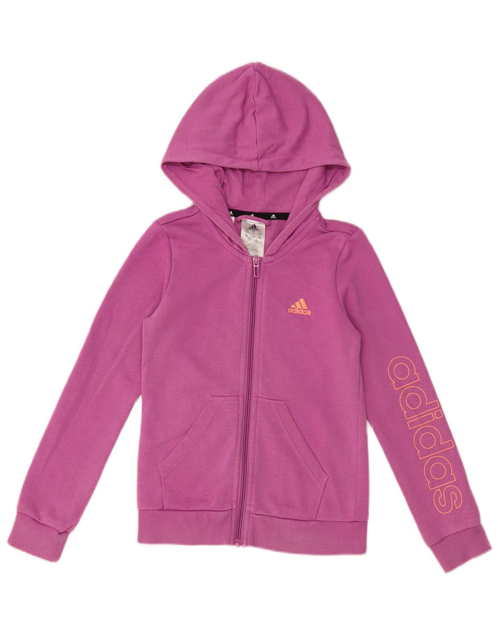 Pulover pentru fete ADIDAS Graphic Zip Hoodie 9-10 ani, mov, bumbac