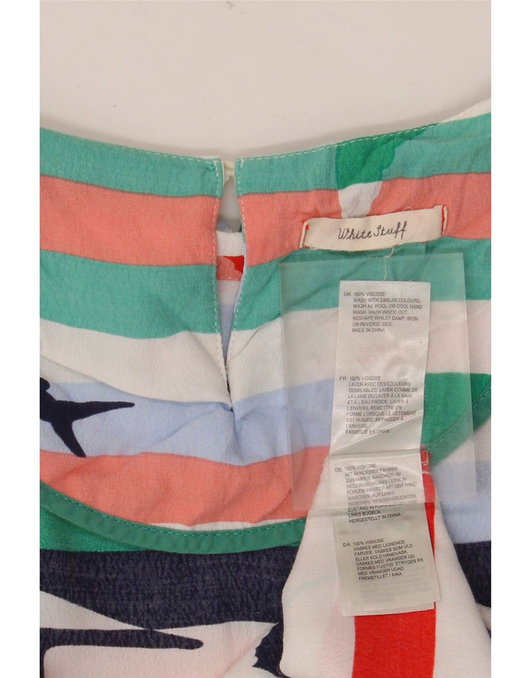 WHITE STUFF Bluză cu grafică pentru femei Top UK 12 Medium, multicolore, cu dungi