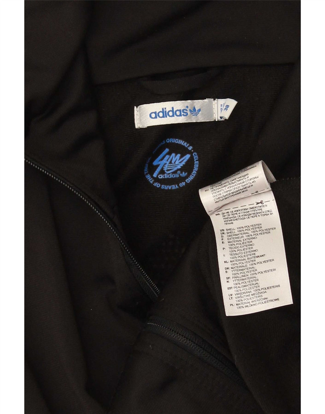 Jachetă de top pentru trening grafic Adidas pentru femei IT 38 XS poliester negru
