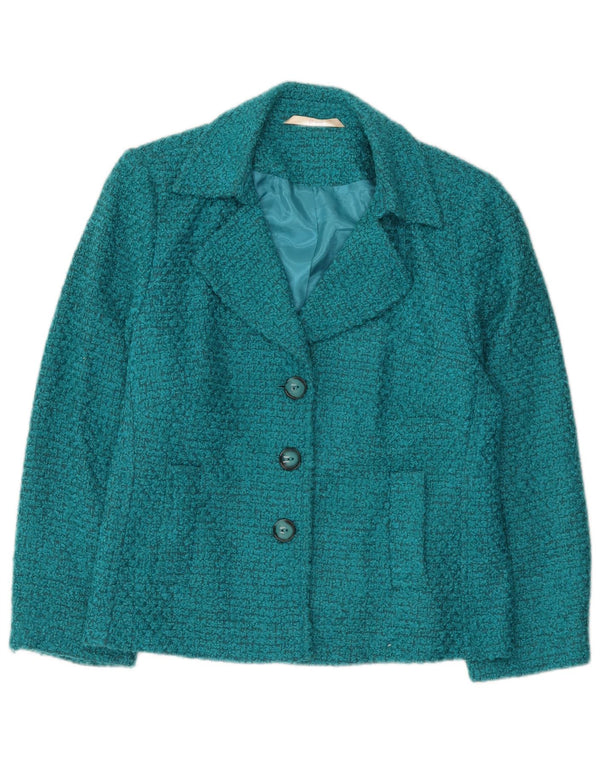 Jachetă Blazer pentru femei Libra cu 3 nasturi UK 18 XL turcoaz acrilic