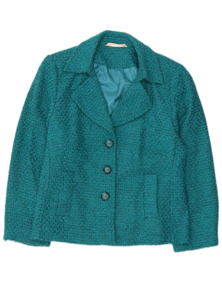 Jachetă Blazer pentru femei Libra cu 3 nasturi UK 18 XL turcoaz acrilic