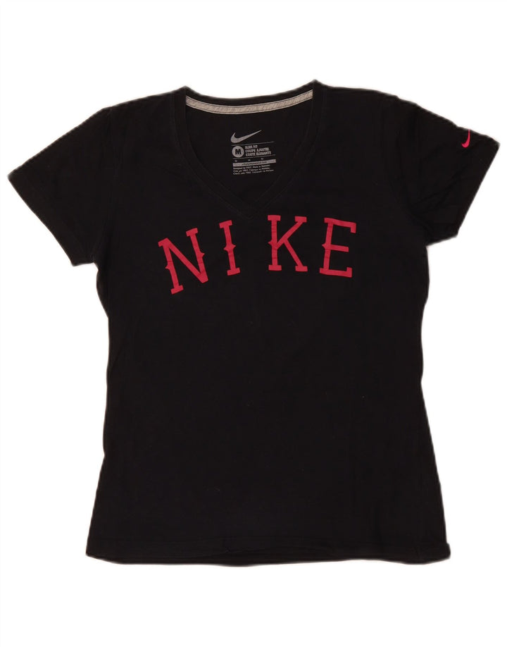 Tricou grafic NIKE pentru femei Slim Fit Top UK 12 Bumbac mediu negru