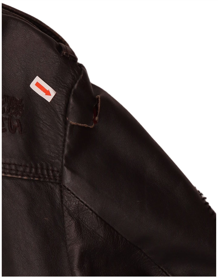 Jachetă militară din piele pentru bărbați Superdry UK 40, maro, piele mare