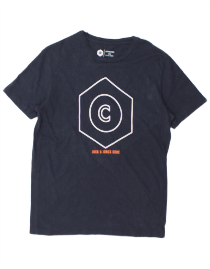 JACK & JONES Tricou grafic pentru bărbați Top mediu din bumbac bleumarin