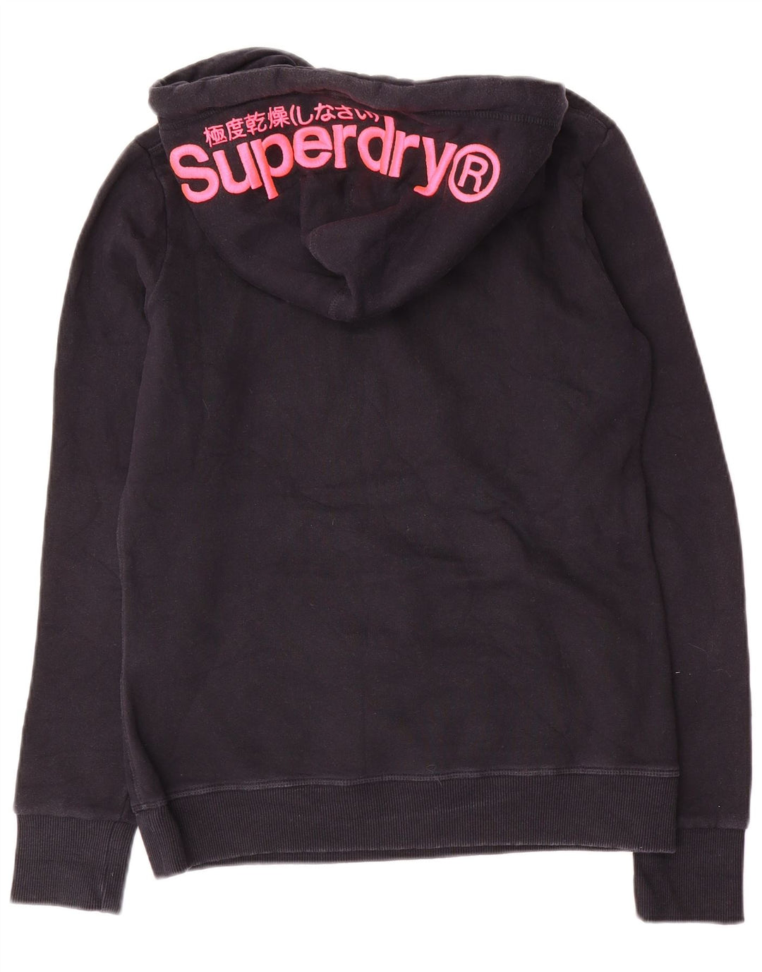 SUPERDRY Pulover cu glugă cu grafic pentru femei UK 12 Medium bleumarin Bumbac
