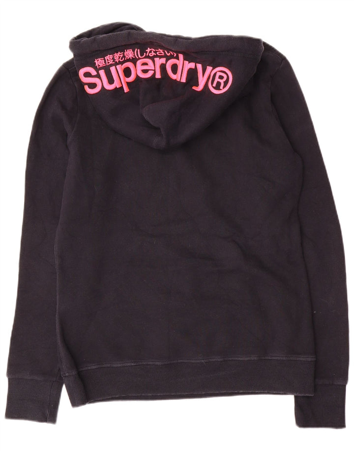 SUPERDRY Pulover cu glugă cu grafic pentru femei UK 12 Medium bleumarin Bumbac