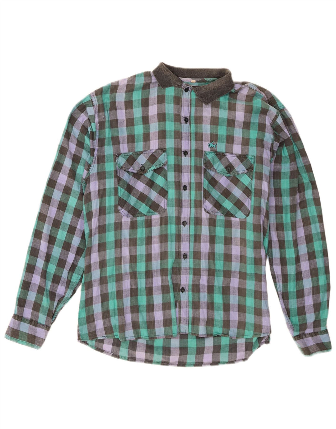 Cămașă Vintage pentru bărbați XL, bumbac vichy multicolor